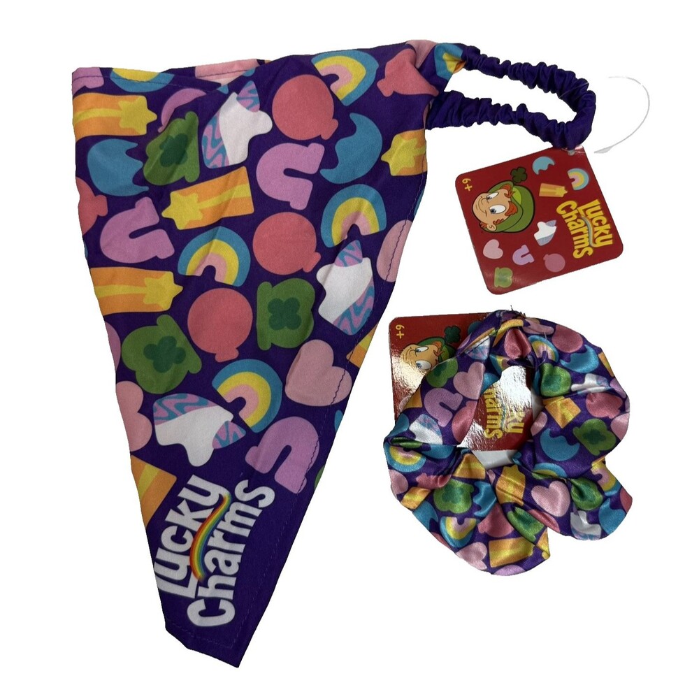 Lucky Charms Marshmallow St. Patrick's Day Girls Hair Bandana & Scrunchy Set NEW
